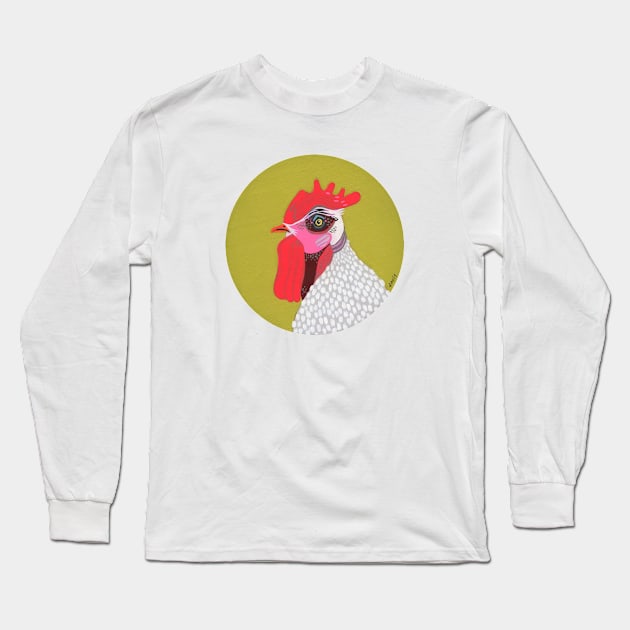 Rooster Long Sleeve T-Shirt by jenniferdavisart